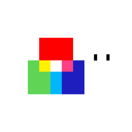 Snailpixels logo A digital image of a white pixelated snail with black eyes. The shell consists of red, green, blue, cyan, magenta, yellow, and white, reminiscent of a computer pixel.